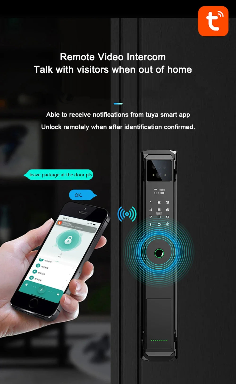 Weatherproof Smart Lock with Face Recognition, App Control & Video Doorbell