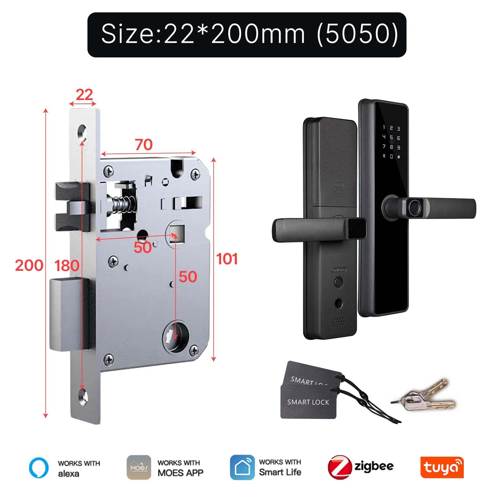 MOES Smart Door Lock – Fingerprint, Passcode & Remote Access with Alexa